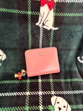 Coach Pink Leather Zip Wallet with Charms